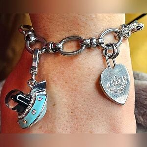 Juicy Couture C UFO Yorkie Charm Bracelet Blue Laser Beams Flying Saucer Aliens